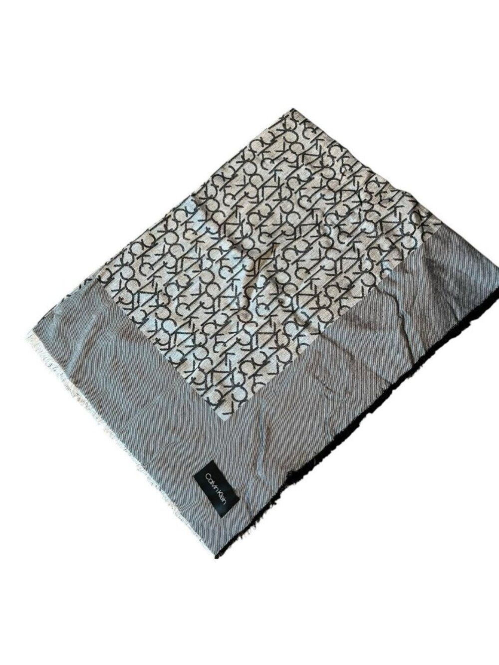 Calvin Klein Women's Lightweight Gray Silver CK Logo Wrap Scarf NWT $44 MSRP